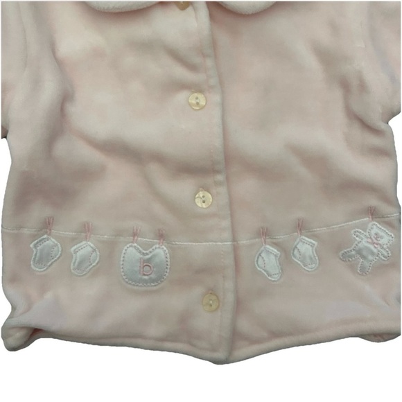 Baby Girl Pink Velvet Button Up Cardigan Size 0-3 Months - Picture 2 of 3